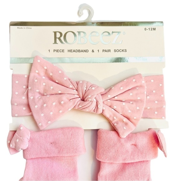 Robeez Baby Girl Pink Polka Dot Matching Set - Picture 4 of 6